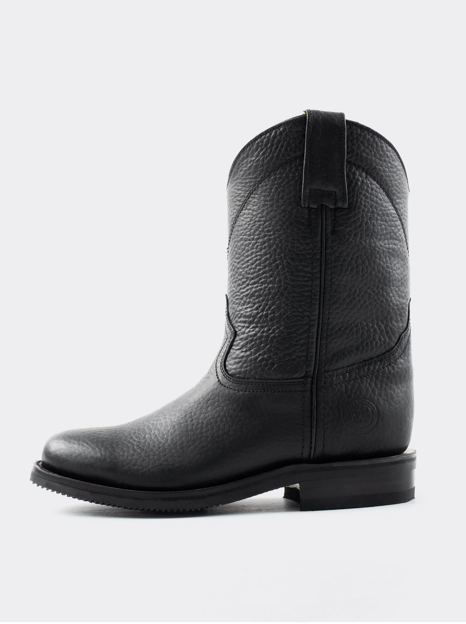 Men's Leather Slip-Resistant Roper Boot Black Bull Fight Color Style 1000