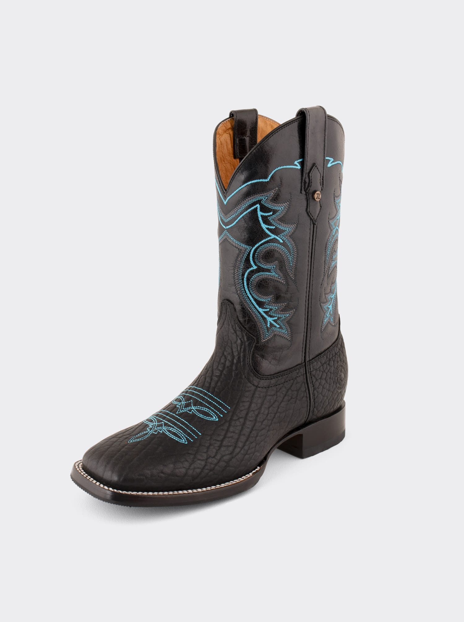 Rodeo Boot with Anti-Slip Sole Black Polished Bull Collar Style 1556