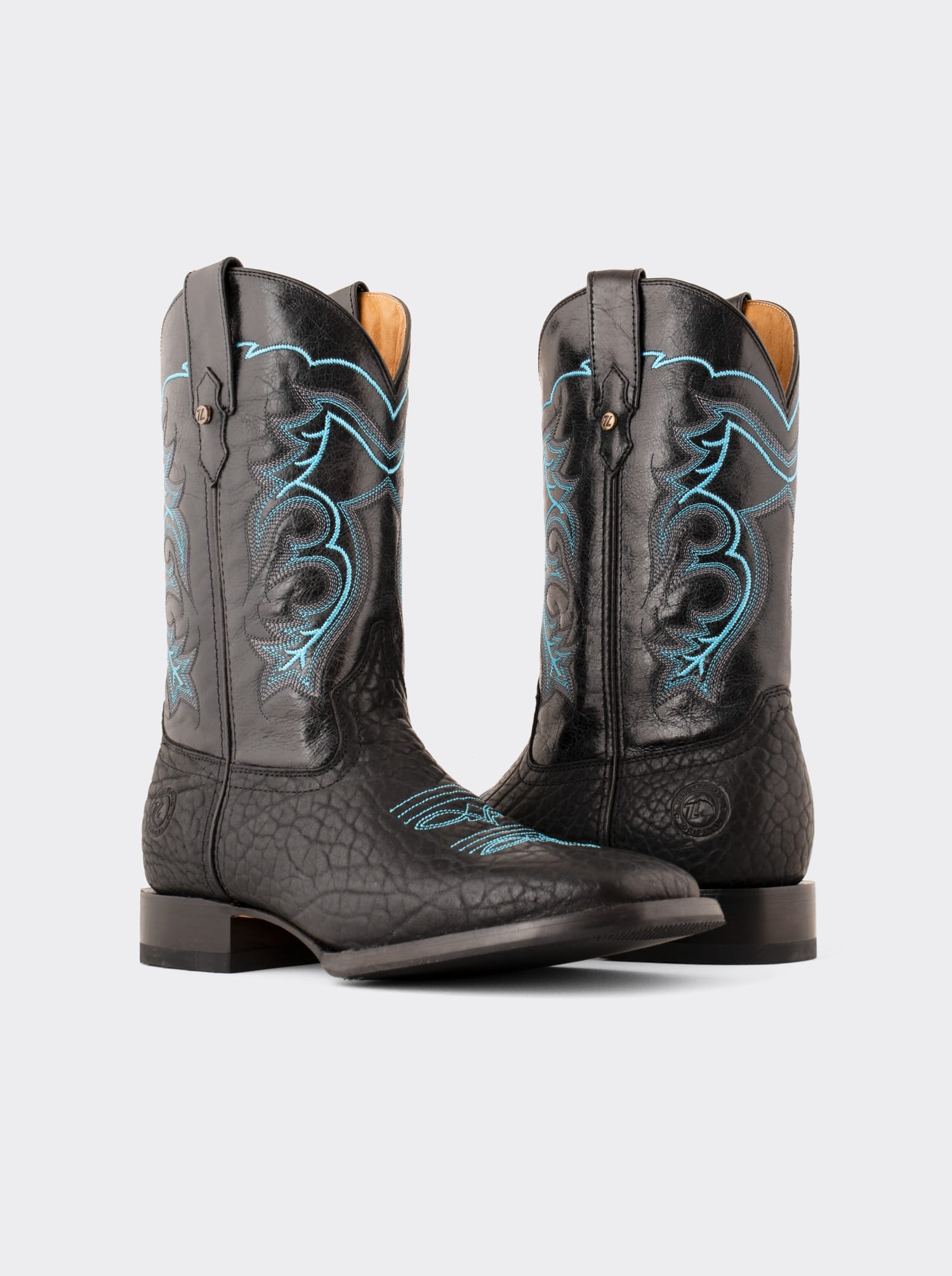 Rodeo Boot with Anti-Slip Sole Black Polished Bull Collar Style 1556