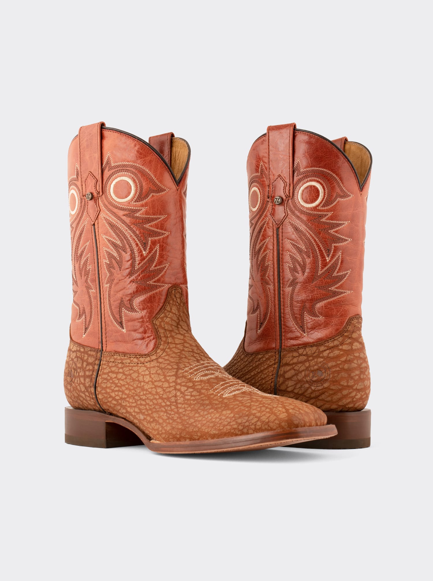 Shedron Style 1557 Polished Bullneck Leather Sole Rodeo Boot with Leather Sole