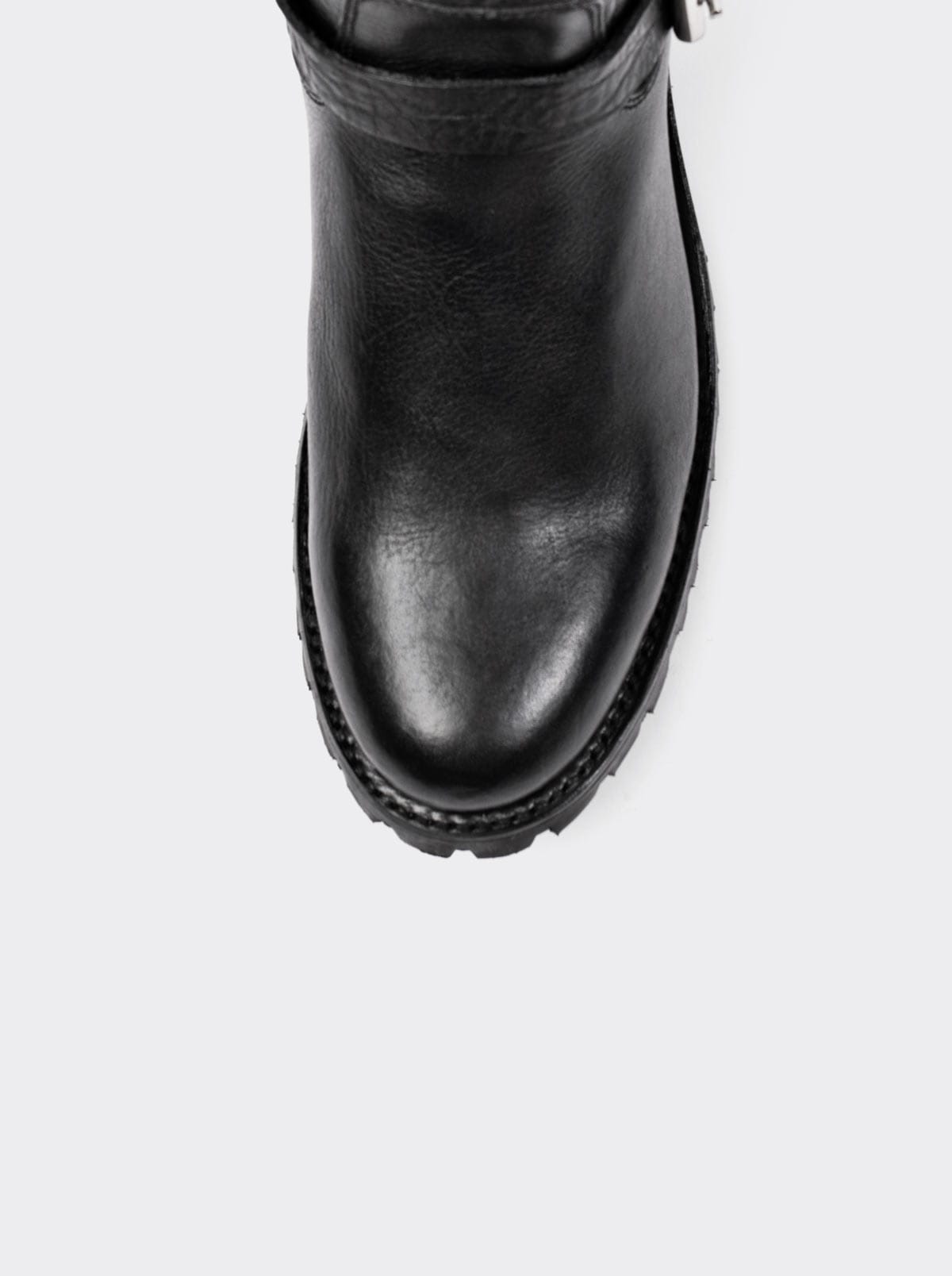 Black Biker Boot with Zipper and Track Sole, Bull Fight Style 1806