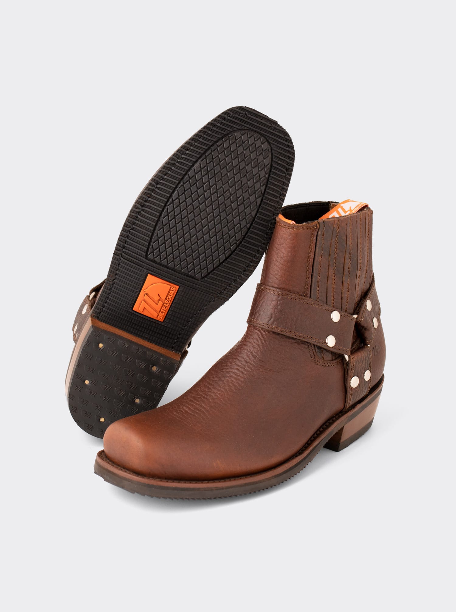 Men's Leather Biker Boot Ocher Bull Fight Style 3600