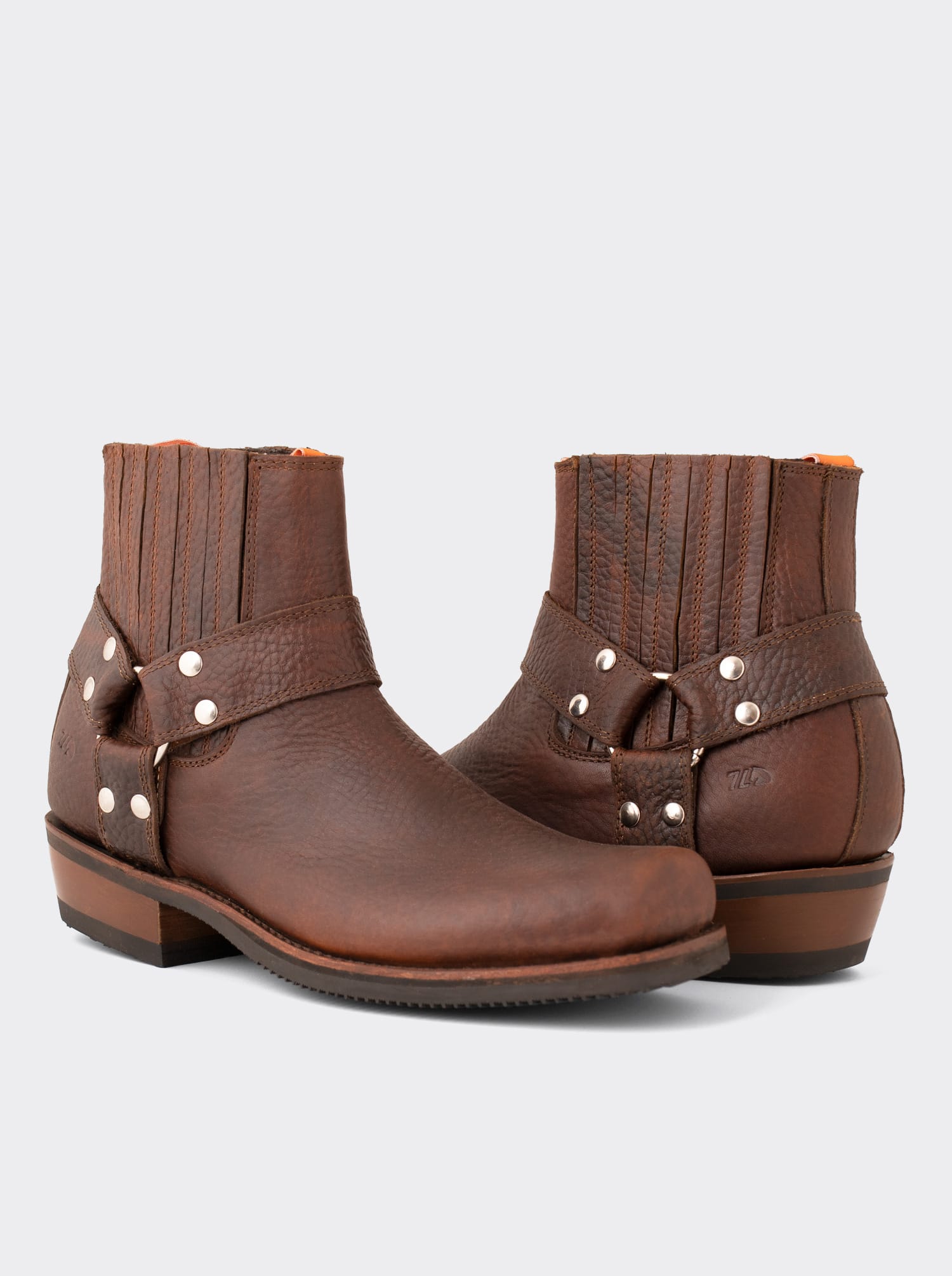 Men's Leather Biker Boot Ocher Bull Fight Style 3600
