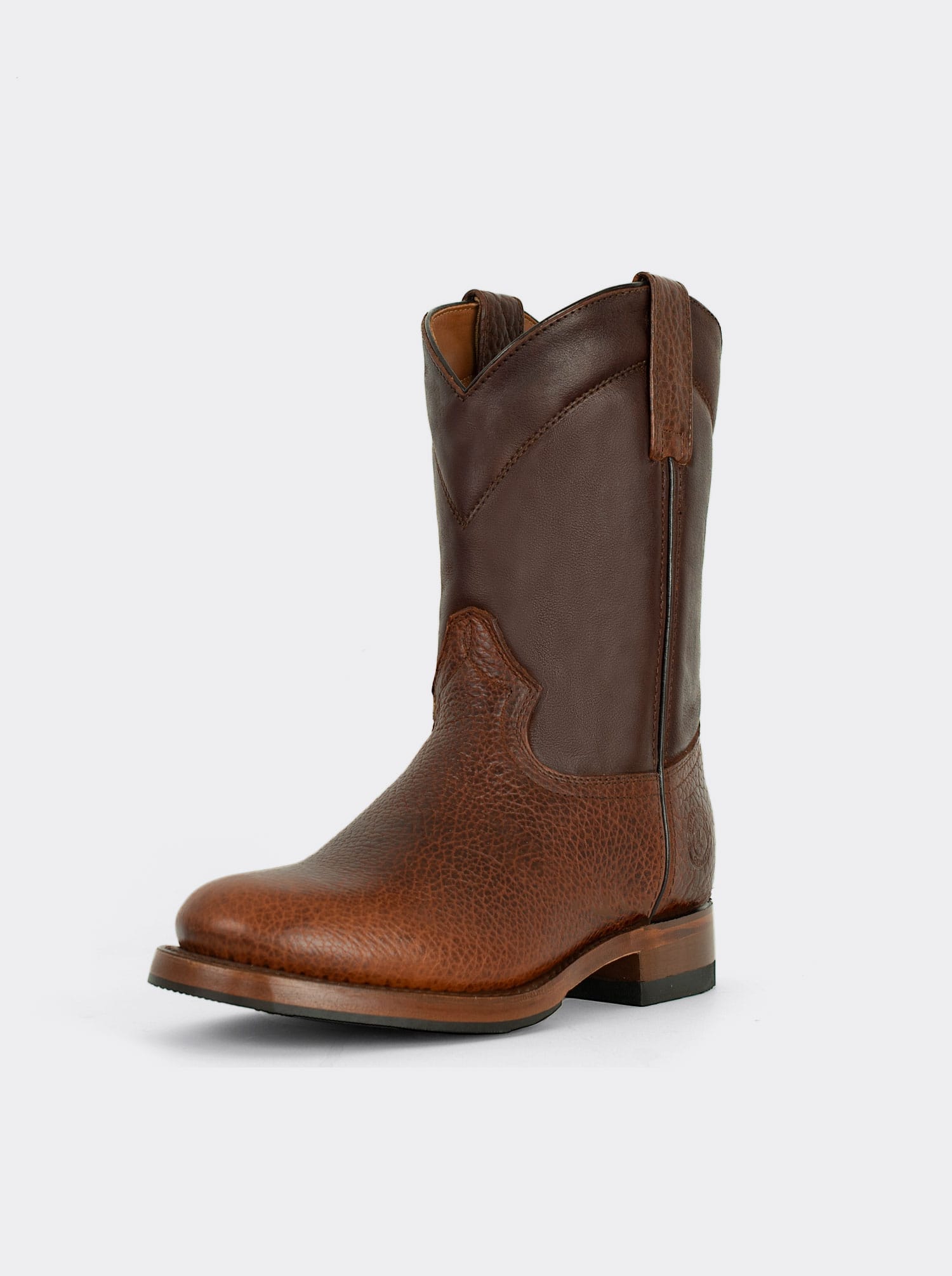 Men's American Bison Roper Boot with Hybrid Sole Dark Brown color Style 1000