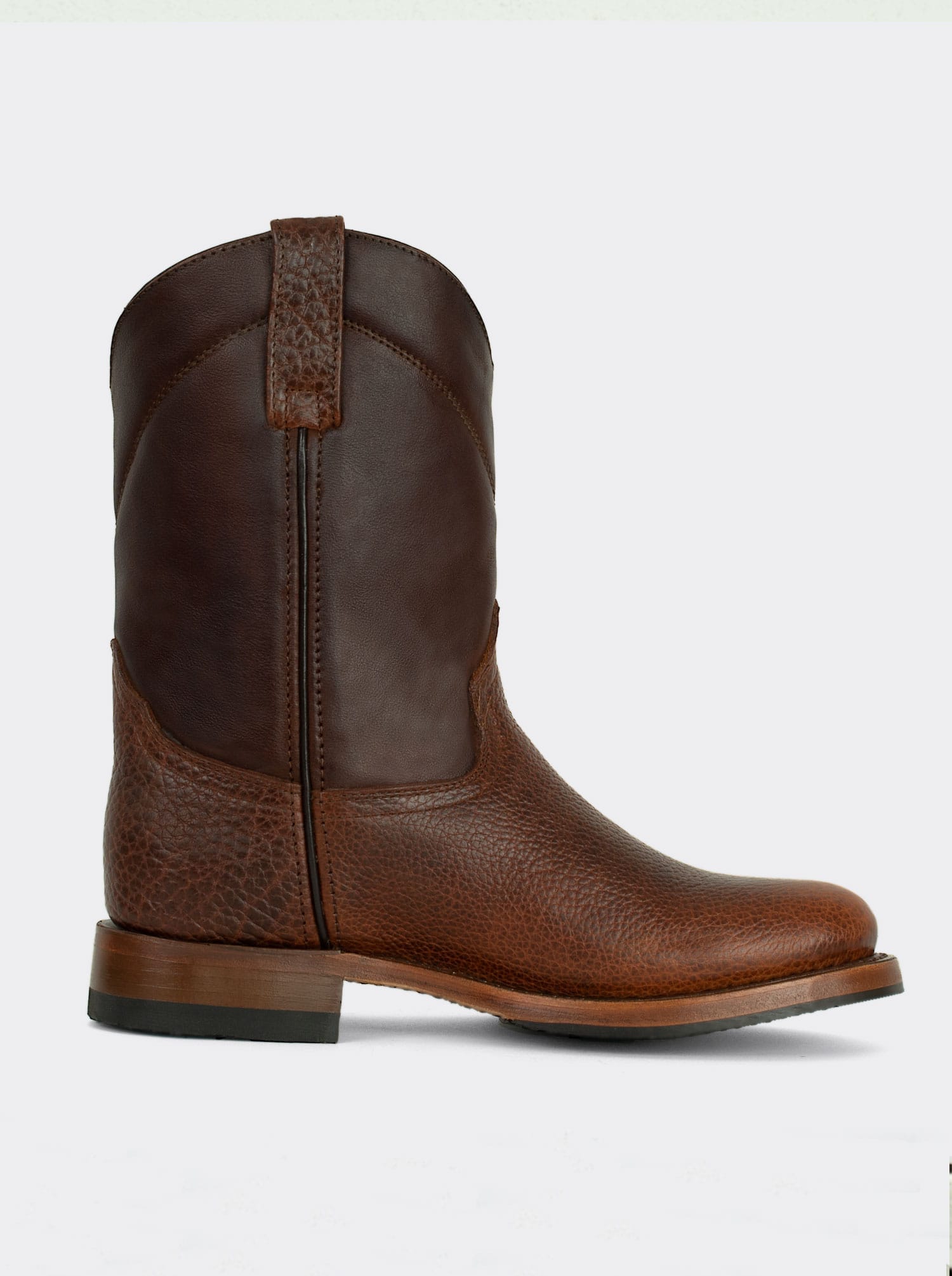 Men's American Bison Roper Boot with Hybrid Sole Dark Brown color Style 1000