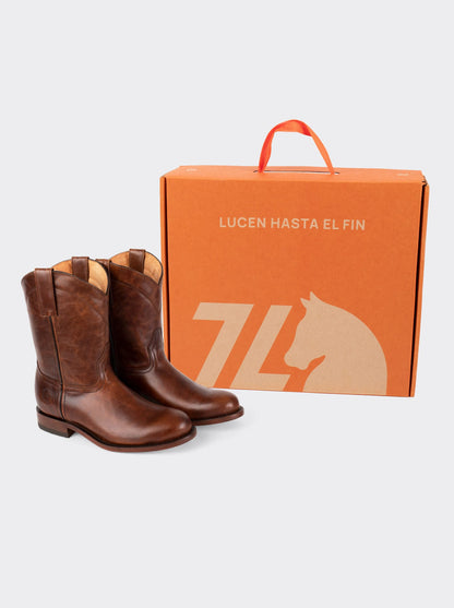 Men's Leather Roper Boot Leather Sole Honey Olmeca Style 1000