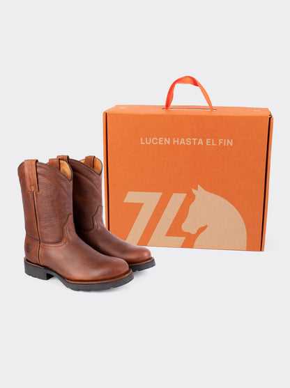 Men’s Leather Roper Boot with Oil Resistant Work Sole Ocher Bull Fight Style 1000