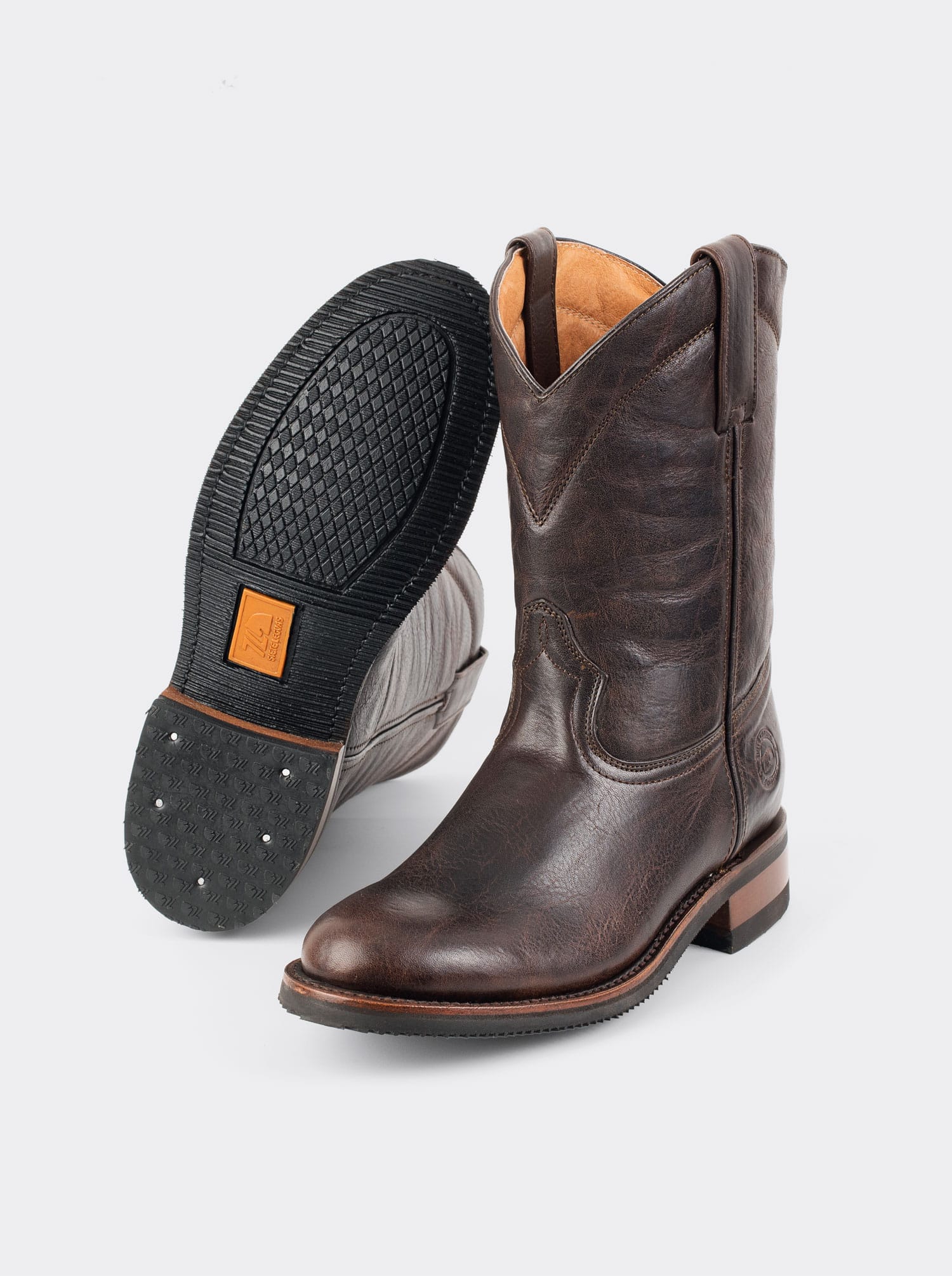 Men's Leather Slip-Resistant Roper Boot Espresso Paddock Color Style 1000