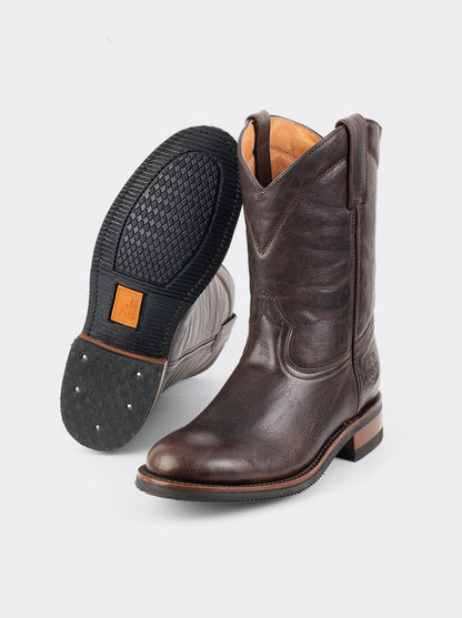 Men's Leather Slip-Resistant Roper Boot Espresso Paddock Color Style 1000