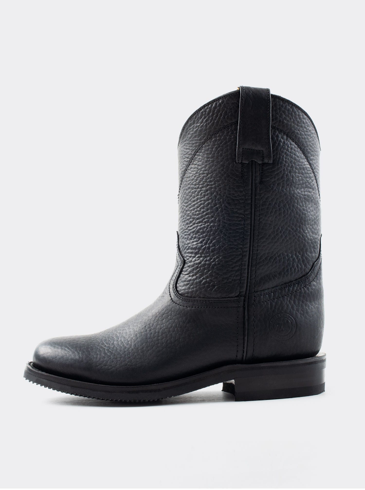Men's Leather Slip-Resistant Roper Boot Black Bull Fight Color Style 1000