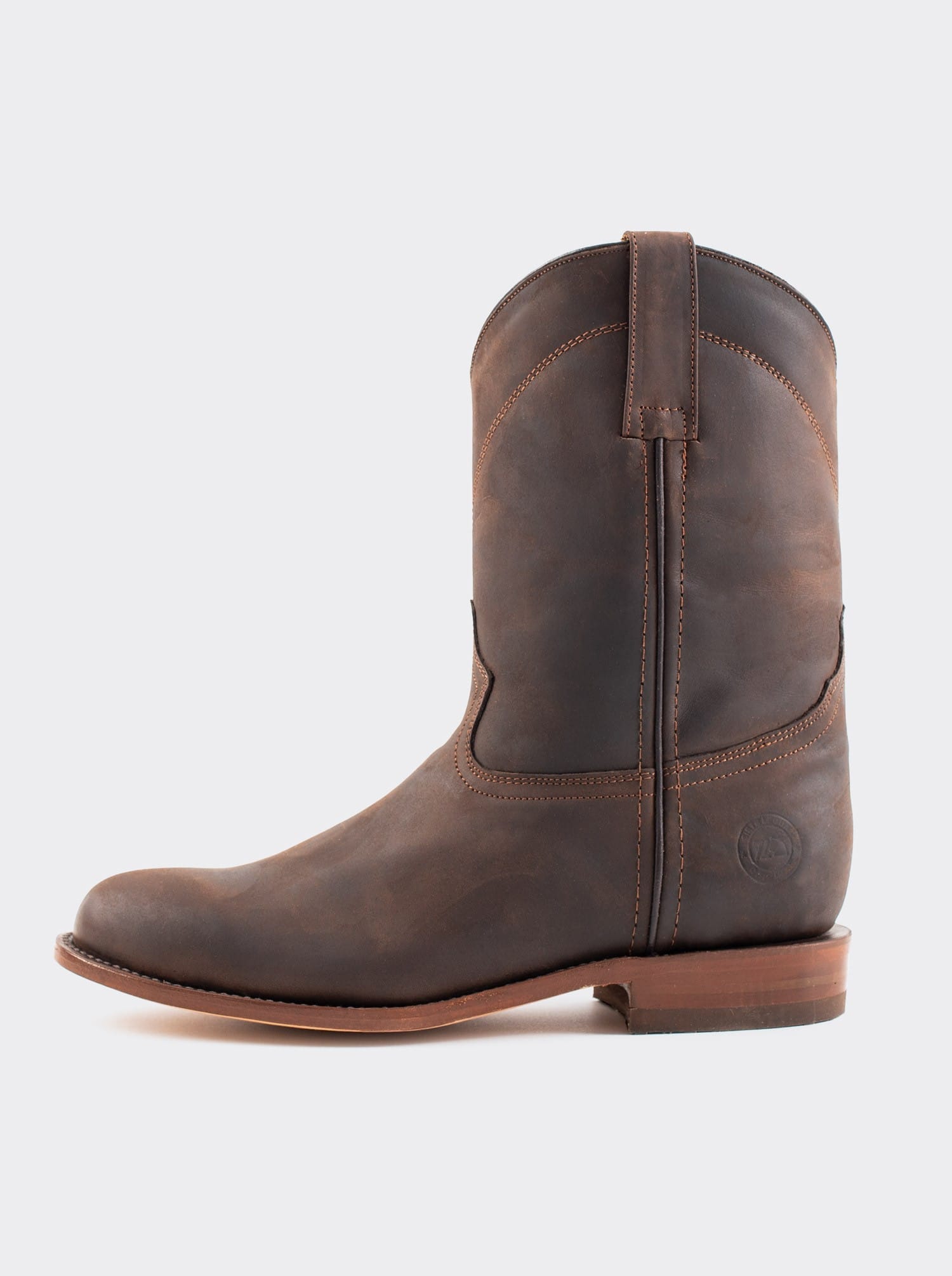 Men's Leather Roper Boot Brown Crazy Color Style 1000