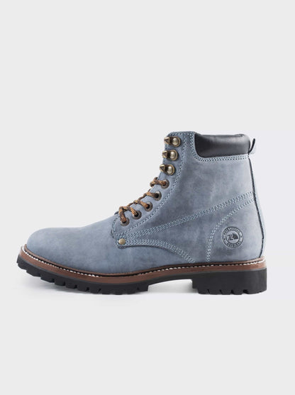 Men's Leather Lace Up Outdoor Boot in Blue Crazy Color Style Haiker 2413