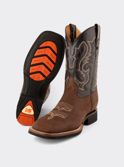 Men's Leather Rodeo Lightweight Work Boot Brown Crazy Color Style 1555