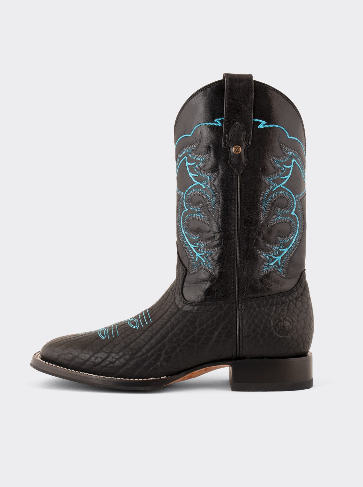 Rodeo Boot with Anti-Slip Sole Black Polished Bull Collar Style 1556