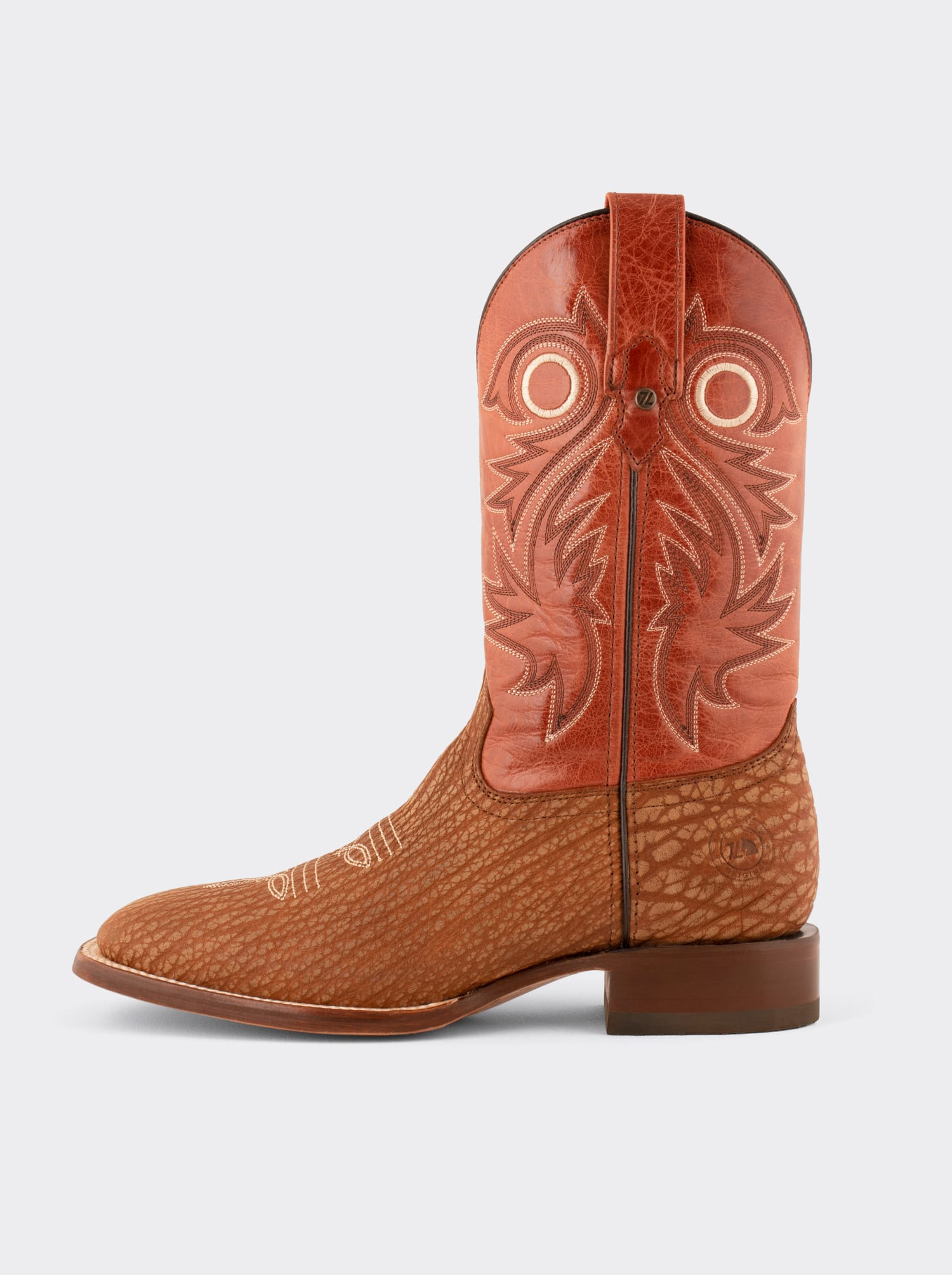 Shedron Style 1557 Polished Bullneck Leather Sole Rodeo Boot with Leather Sole
