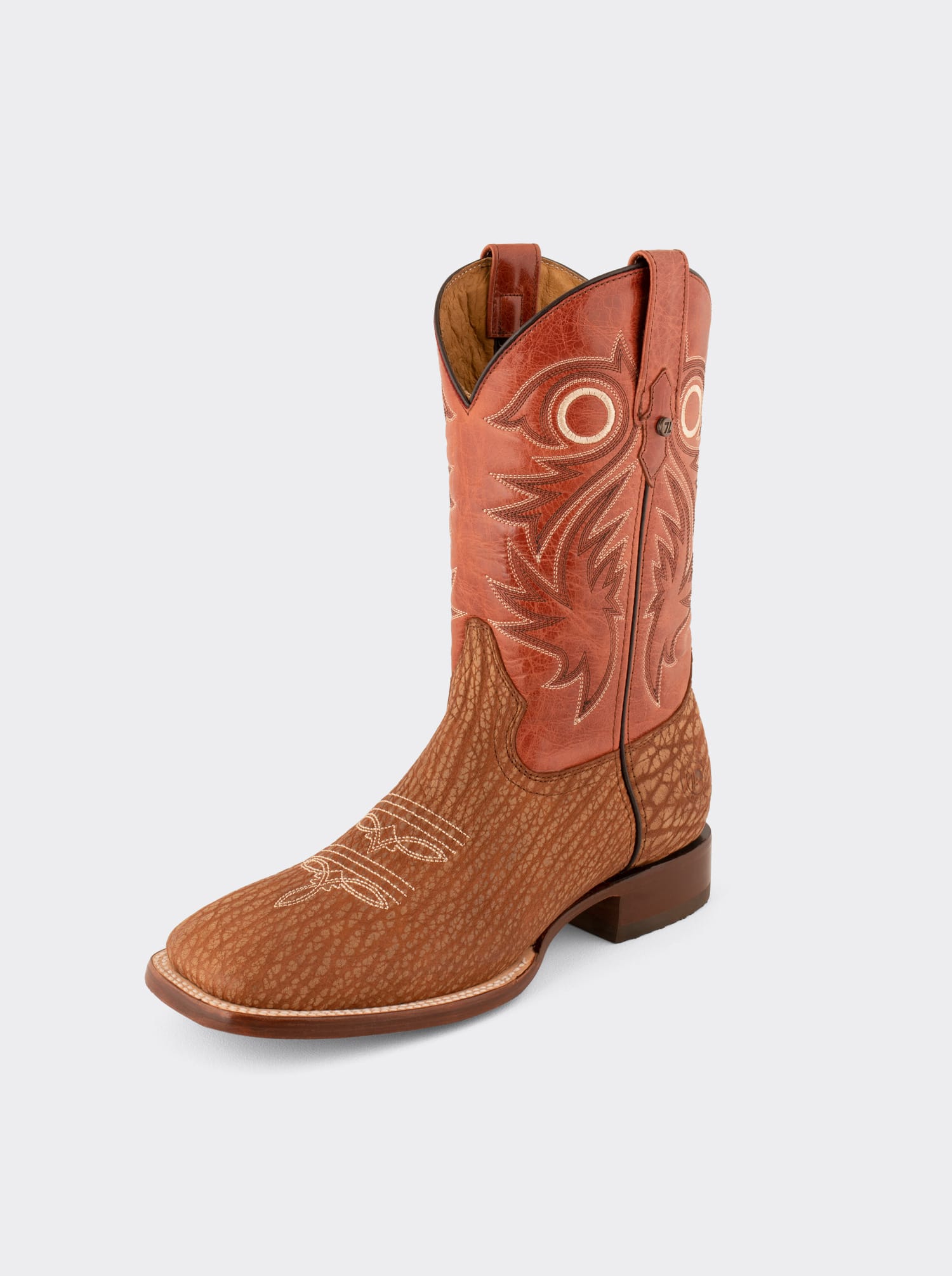 Shedron Style 1557 Polished Bullneck Leather Sole Rodeo Boot with Leather Sole
