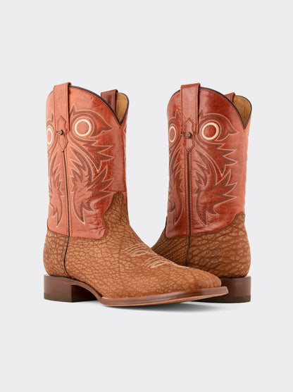 Shedron Style 1557 Polished Bullneck Leather Sole Rodeo Boot with Leather Sole