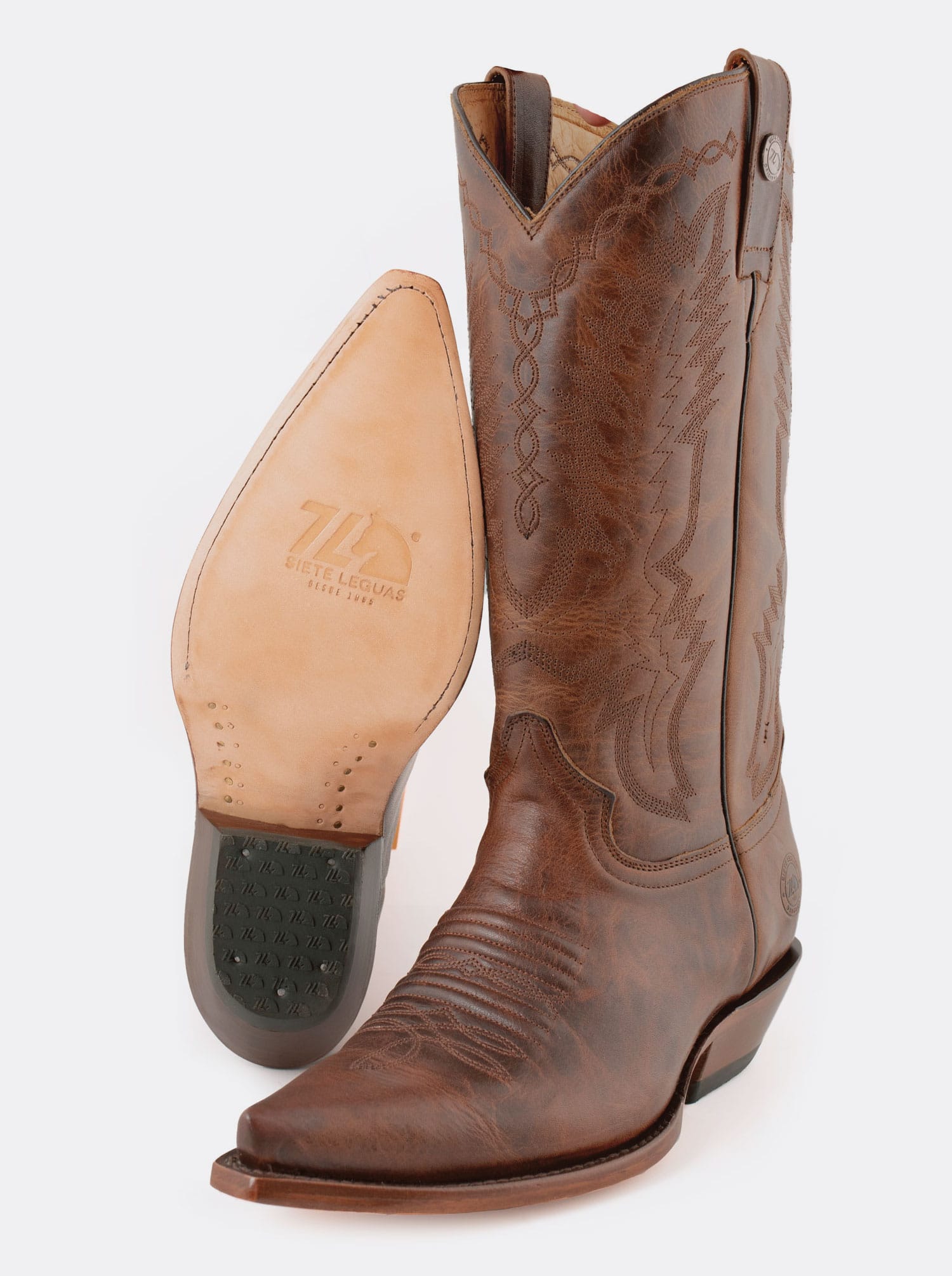 Men's Leather cuban Heel Cowboy Boot Whiskey Paddock Style 1748