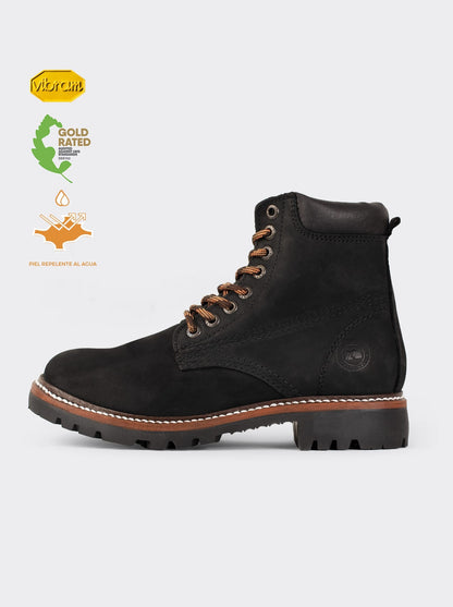Men's Leather Waterproof Outdoor Boot with Vibram Sole Black Nubuck Color Style Haiker 2415