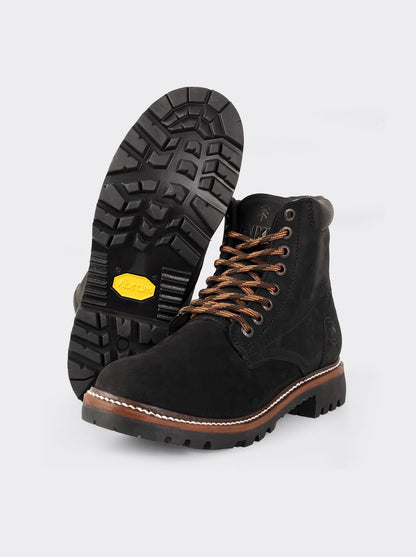 Men's Leather Waterproof Outdoor Boot with Vibram Sole Black Nubuck Color Style Haiker 2415