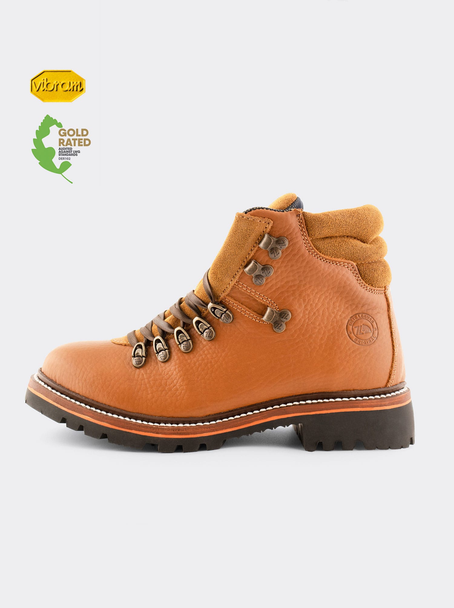 Men's Leather Mountaineering Boot with Vibram® Sole Maple Bull Fight Color Style Haiker 2483