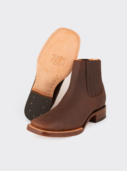 Men's Leather Rodeo Boot with Leather Sole Ocher Bull fight Color Style 3601