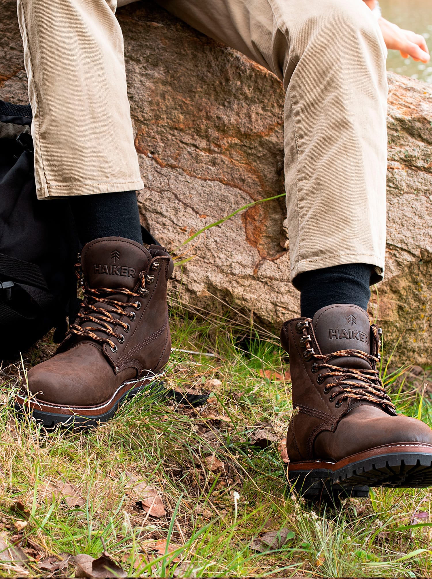 Men's Leather Lace Up Outdoor Boot in Brown Crazy Color Style Haiker 2413