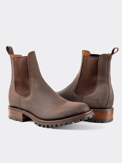 Men's Leather Chelsea Boot with Track Sole Brown Crazy Sole Style 6206