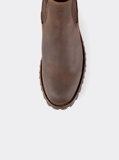Men's Leather Chelsea Boot with Track Sole Brown Crazy Sole Style 6206
