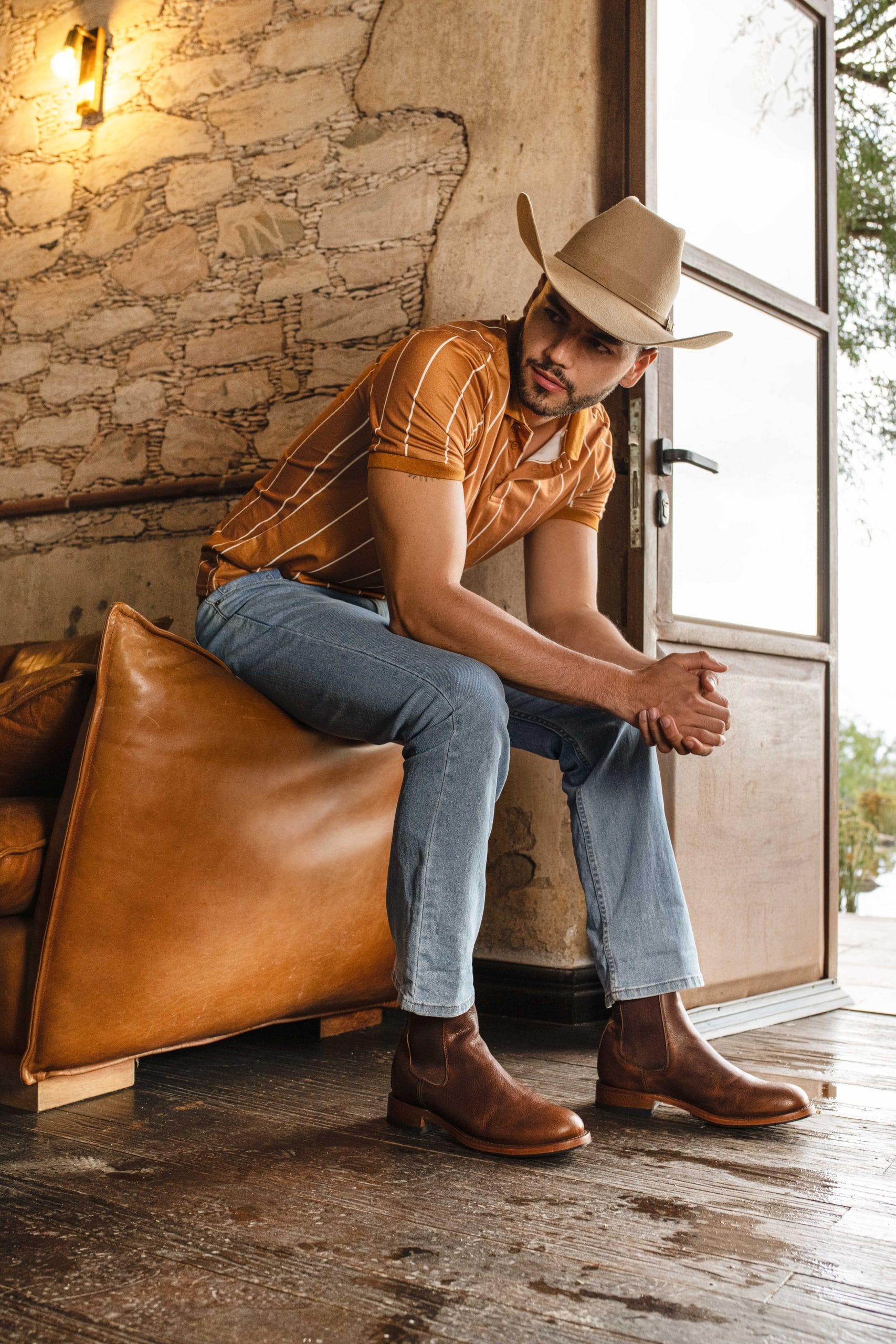 Men’s Leather Chelsea Boot with Slip-Resistant Sole Whiskey Paddock Style 6206