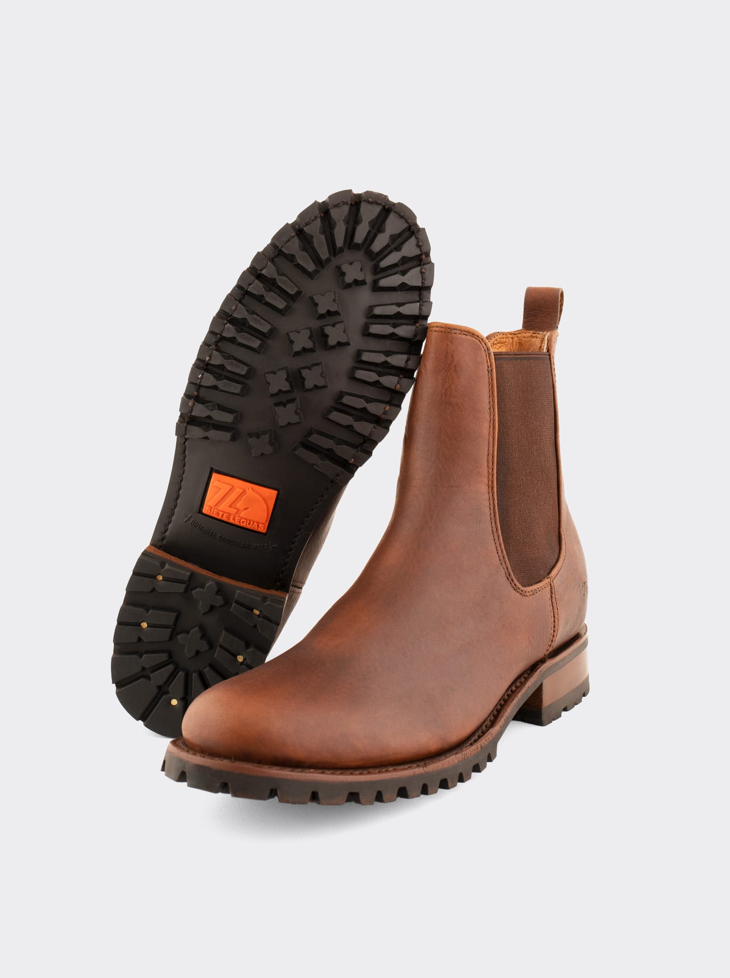 Men's Leather Chelsea Boot with Track Sole Ocher Bull Fight Sole Style 6206