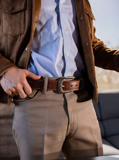 Cowboy Belt in Ocher Saddle Leather Style 11