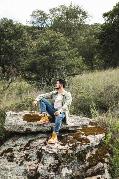 Men's Leather Lace Up Outdoor Boot in Wheat Nubuck Color Style Haiker 2415