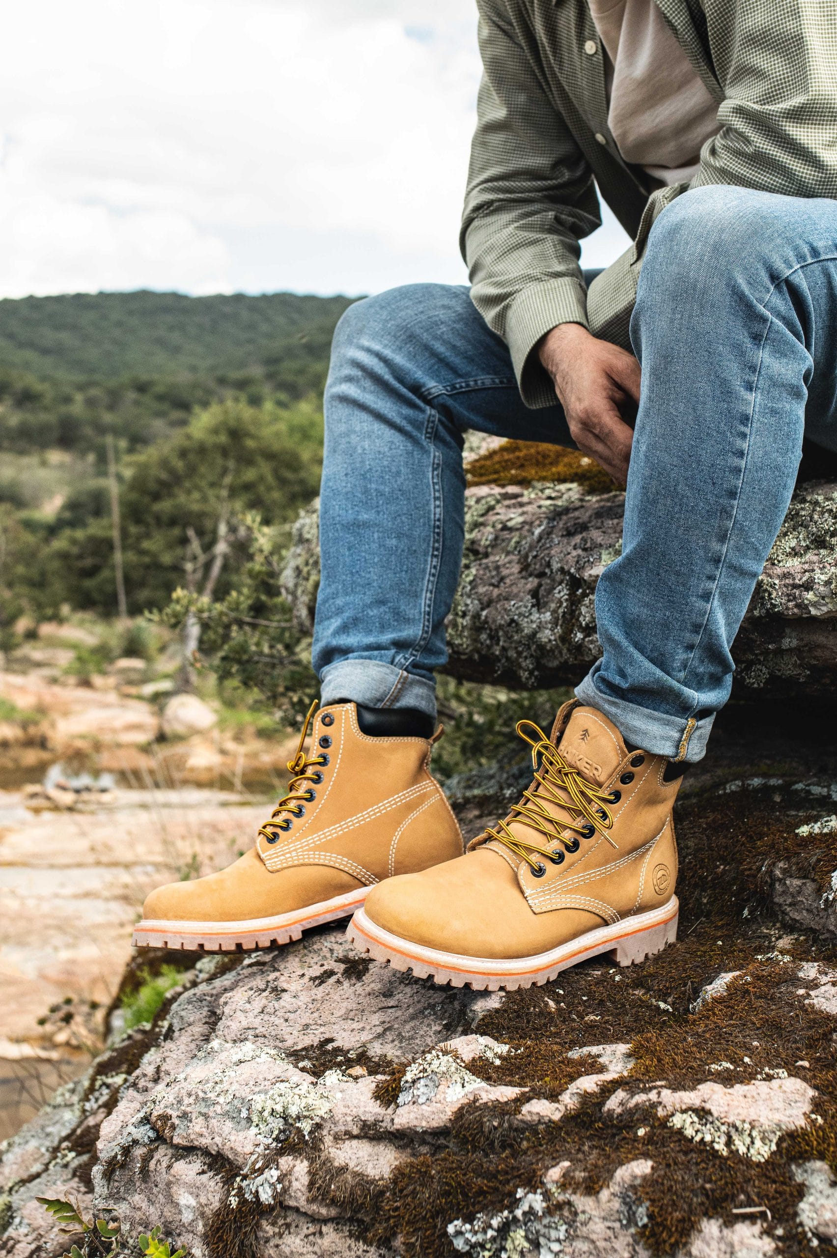 Men's Leather Lace Up Outdoor Boot in Wheat Nubuck Color Style Haiker 2415