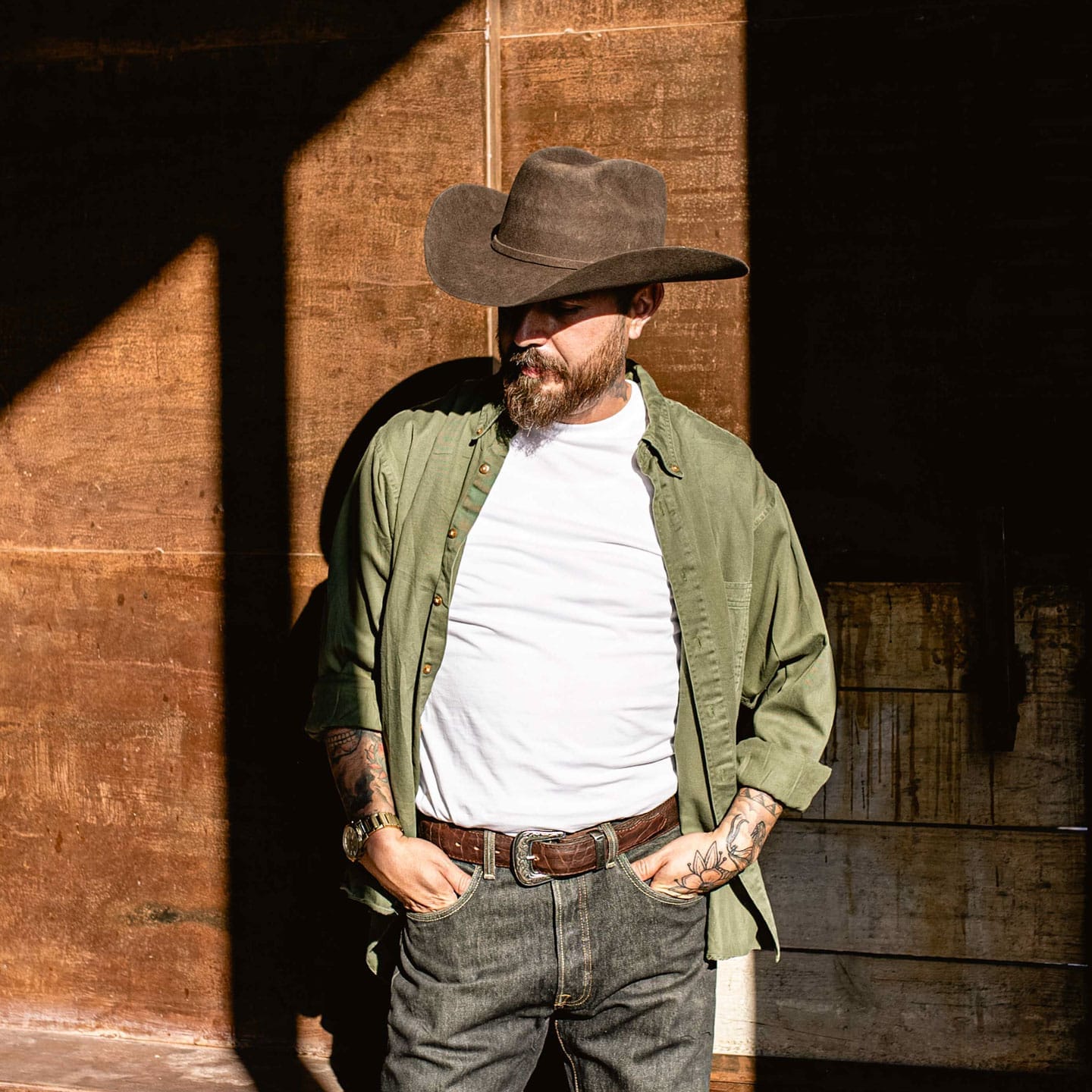 Cowboy Belt in Dark Whiskey Bison Style 13